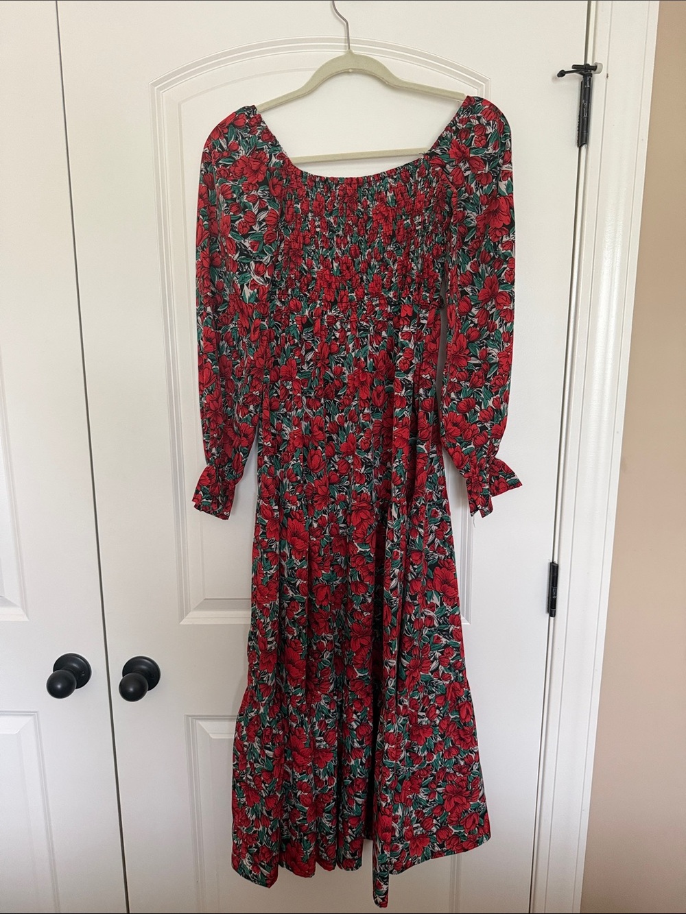Red floral dress
